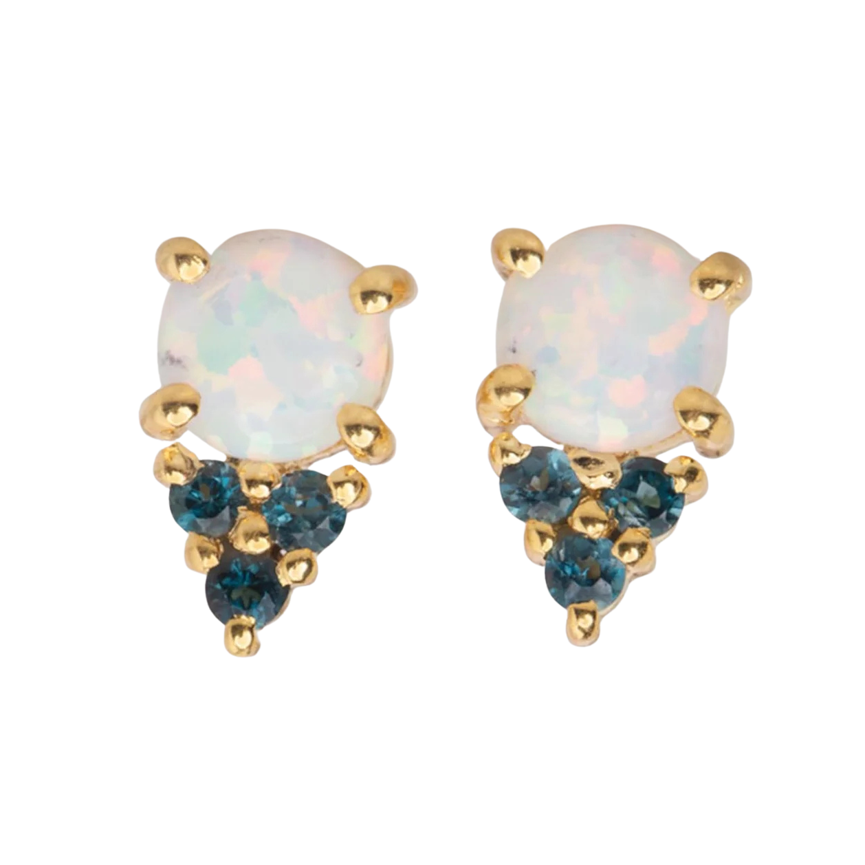 Opal & London Blue Topaz 18kt Gold Vermeil Stud Earrings