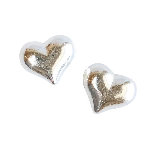 Sterling Silver Puffy Heart Stud Earrings