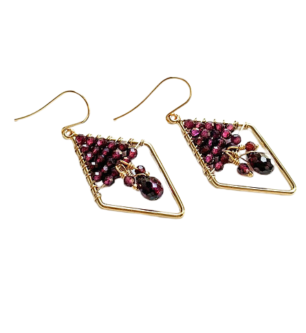 Garnet Woven 14kt Gold Fill Earrings