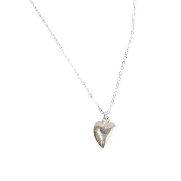 Sterling Silver Puffy Heart Necklace