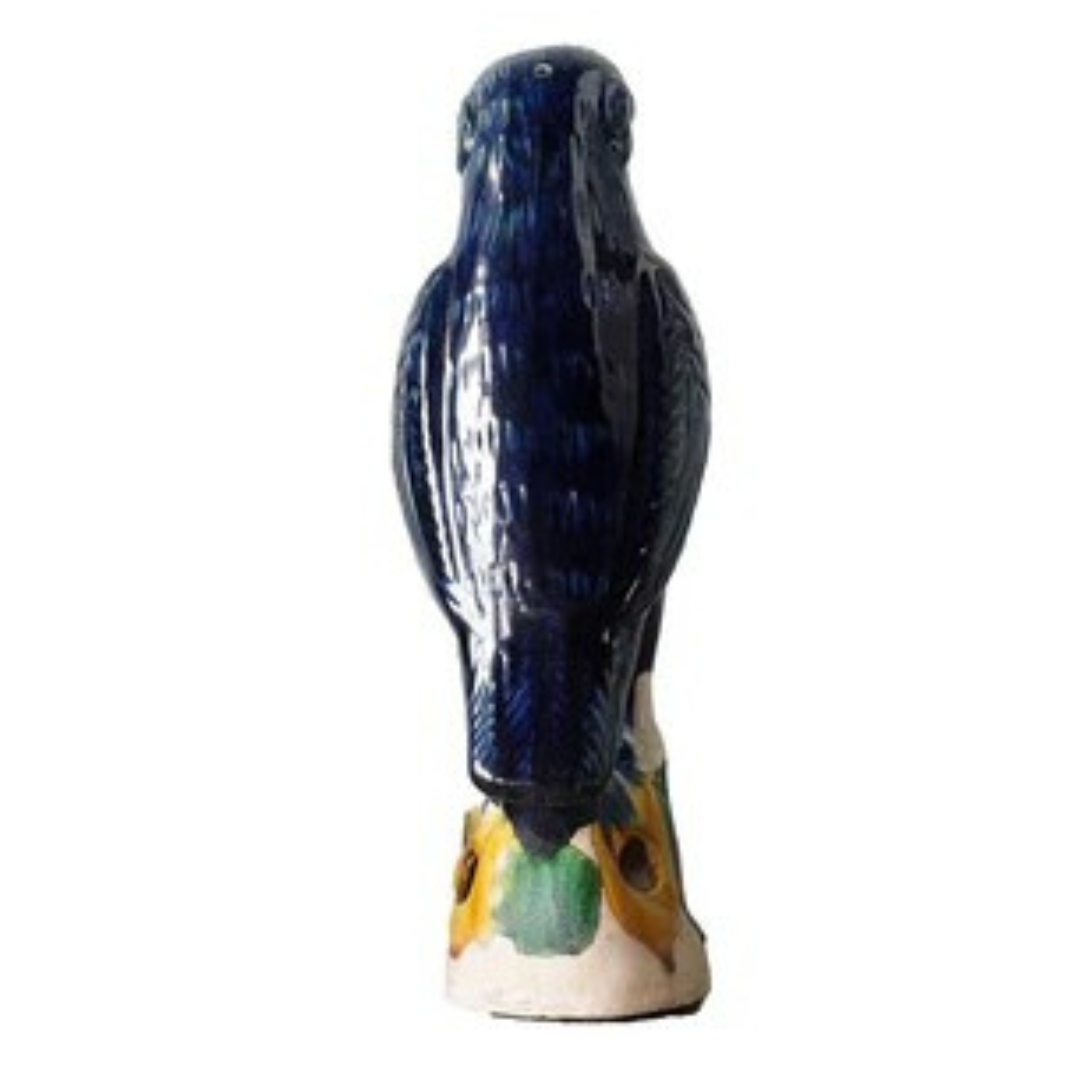 Bright Blue Hand-Painted Porcelain Parrot