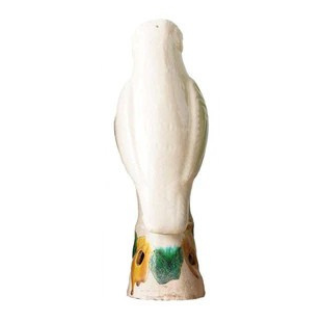 Cream White Hand-Painted Porcelain Parrot