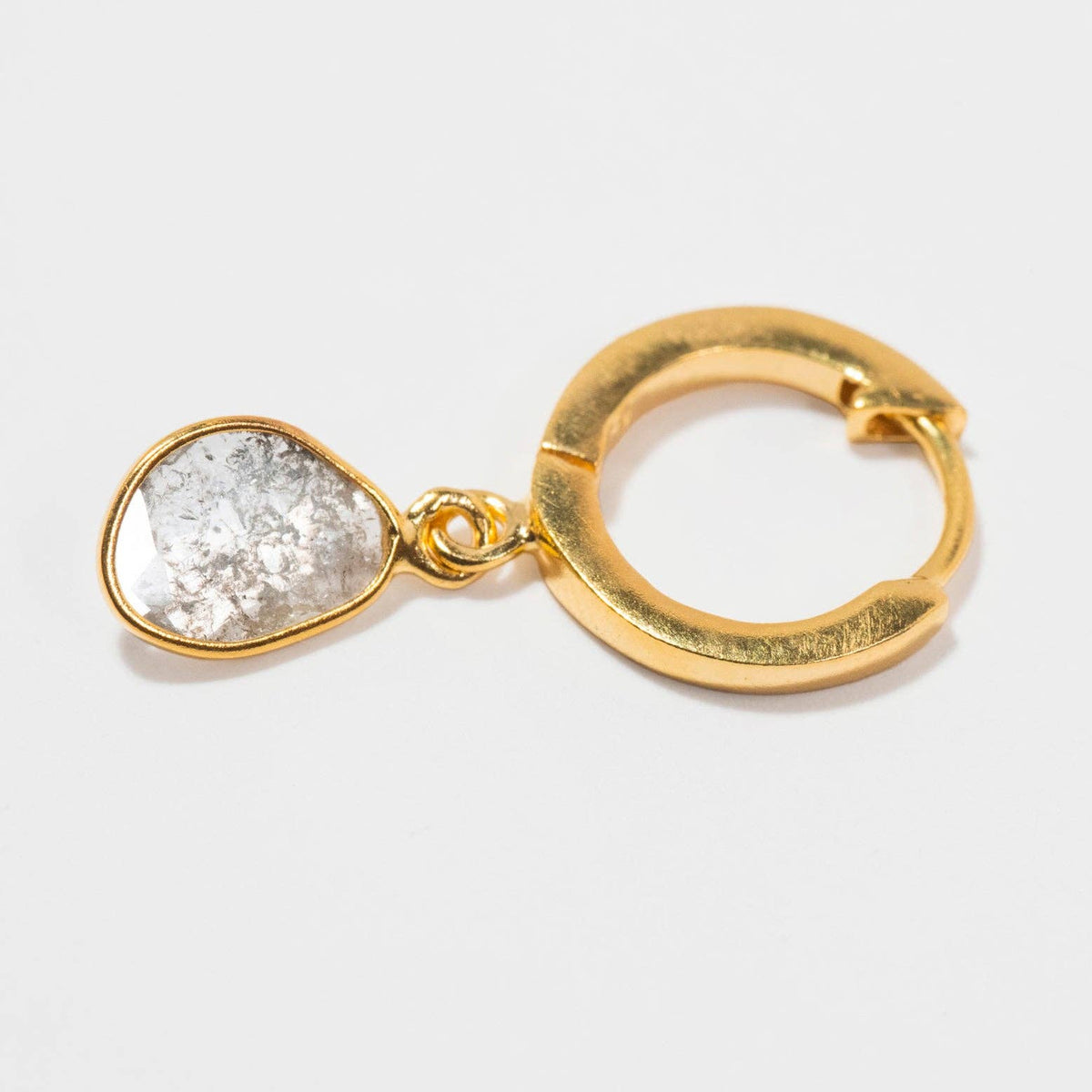 Natural Diamond Slice 18kt Gold Vermeil Teardrop Earrings