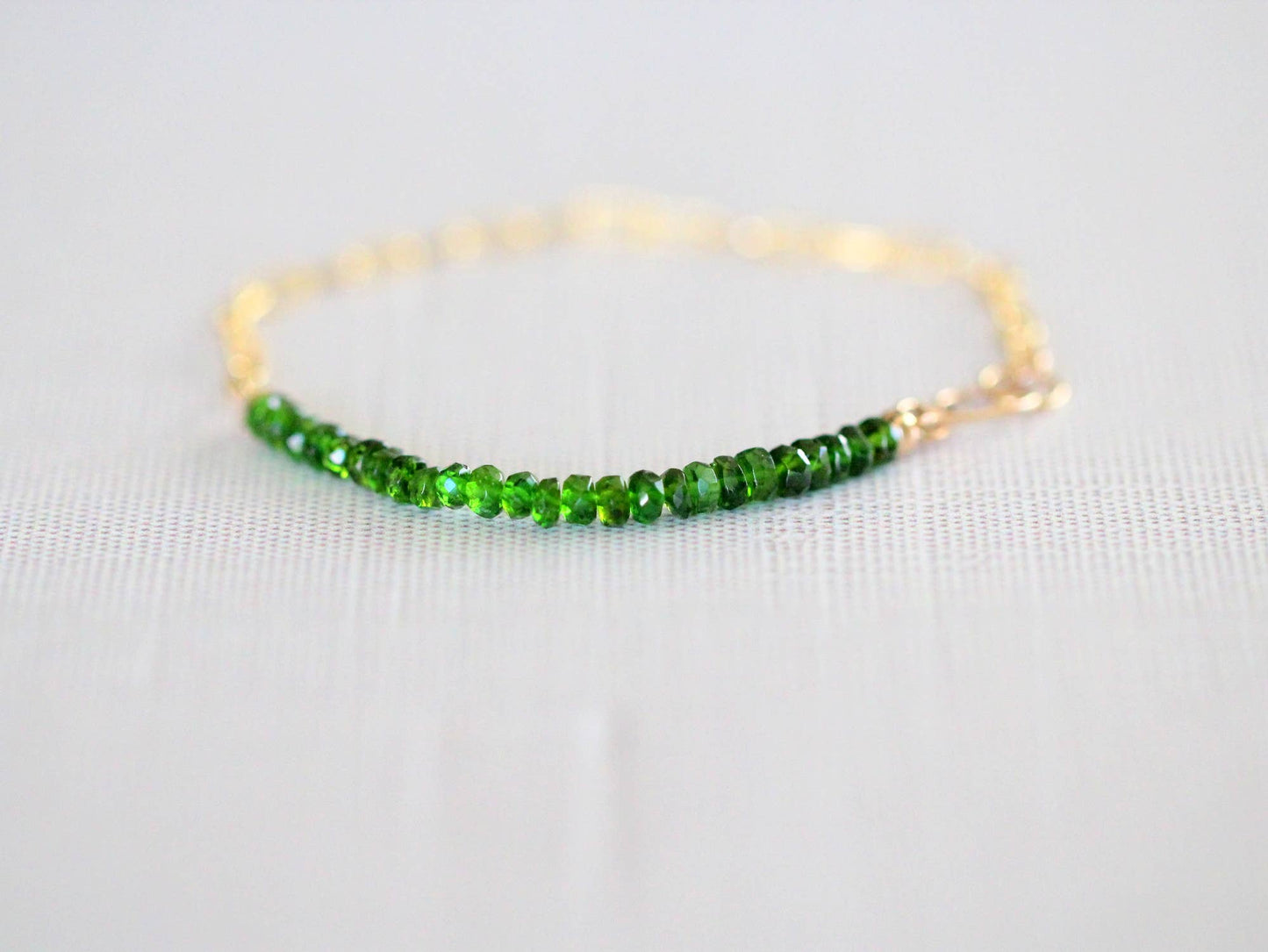 The Cara Chrome Diopside Bracelet - 14k Gold Fill