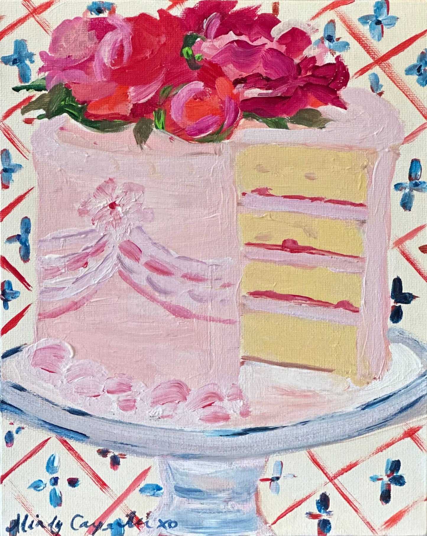 Peony Pink Cake Greeting Card