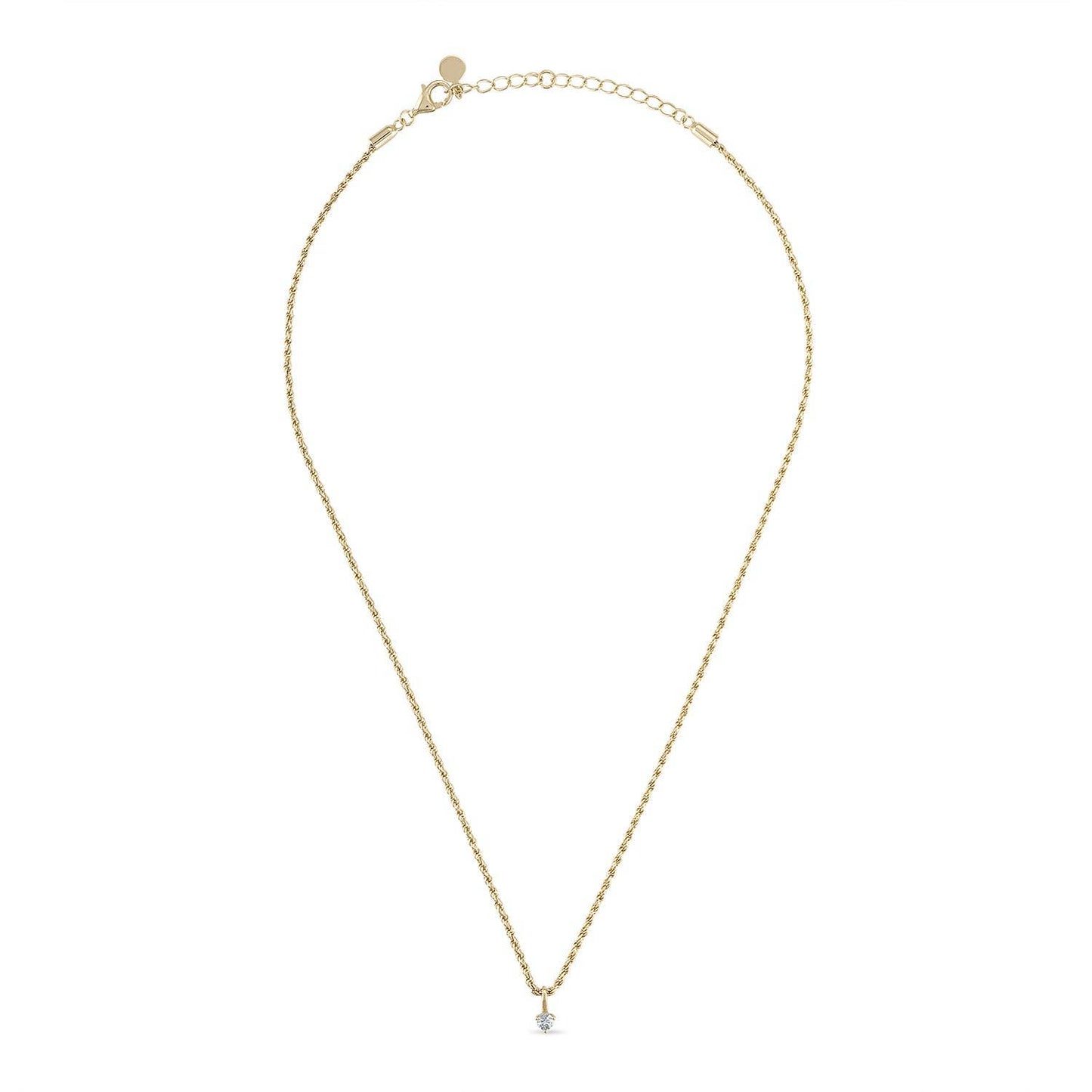 White Sapphire 14kt Gold Vermeil Rope Chain Necklace