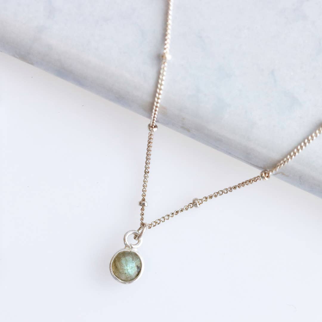 Labradorite Silver Drop Necklace