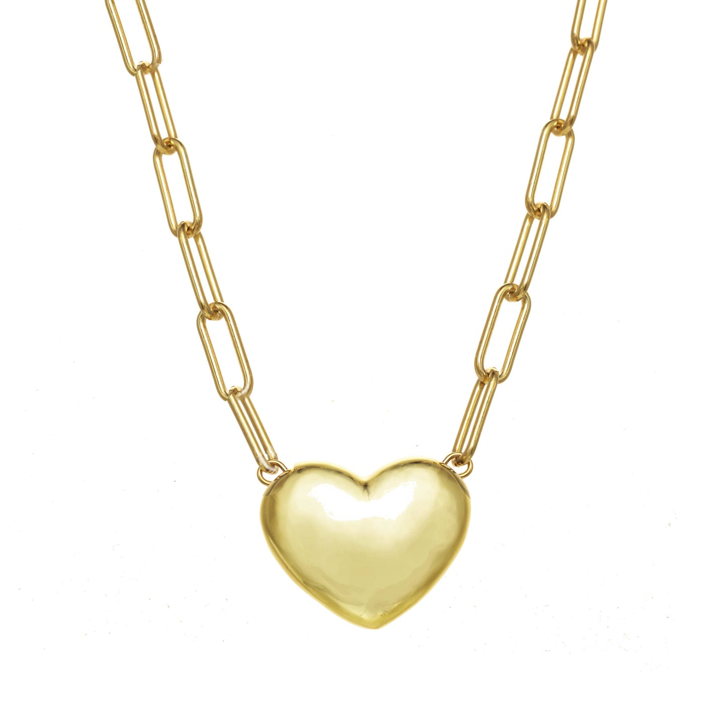 14K Gold Vermeil Puff Heart Necklace