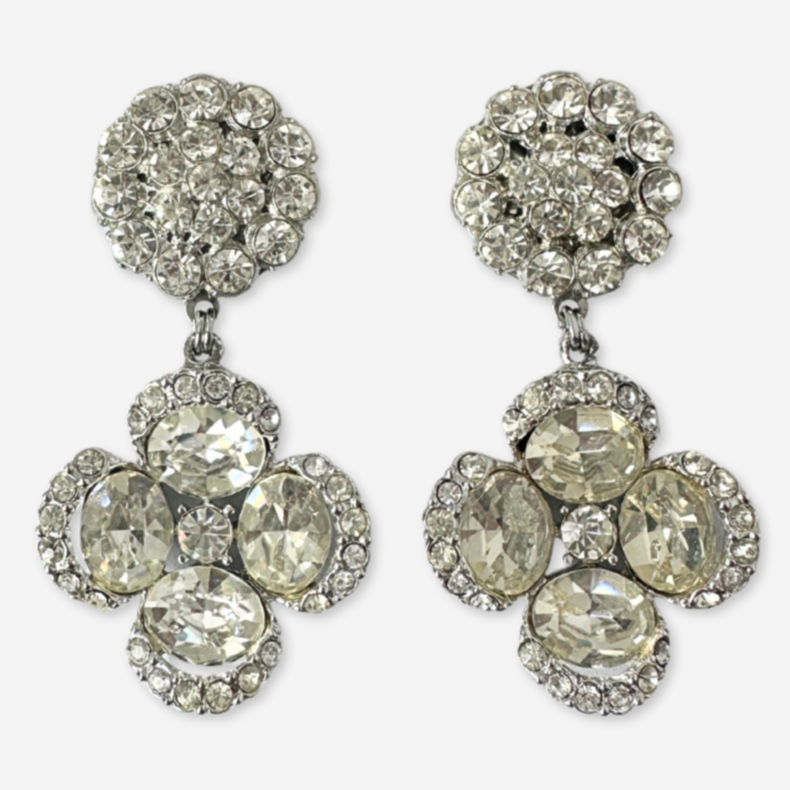 The Henrietta - Refashioned Vintage Rhinestone Silver Earrings