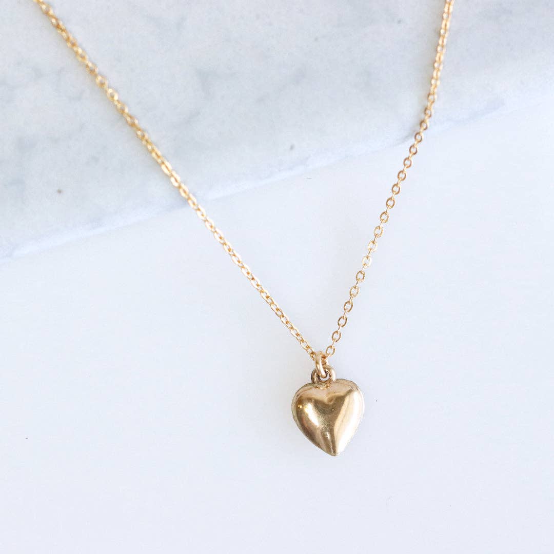 Puffy Heart Gold Filled Necklace