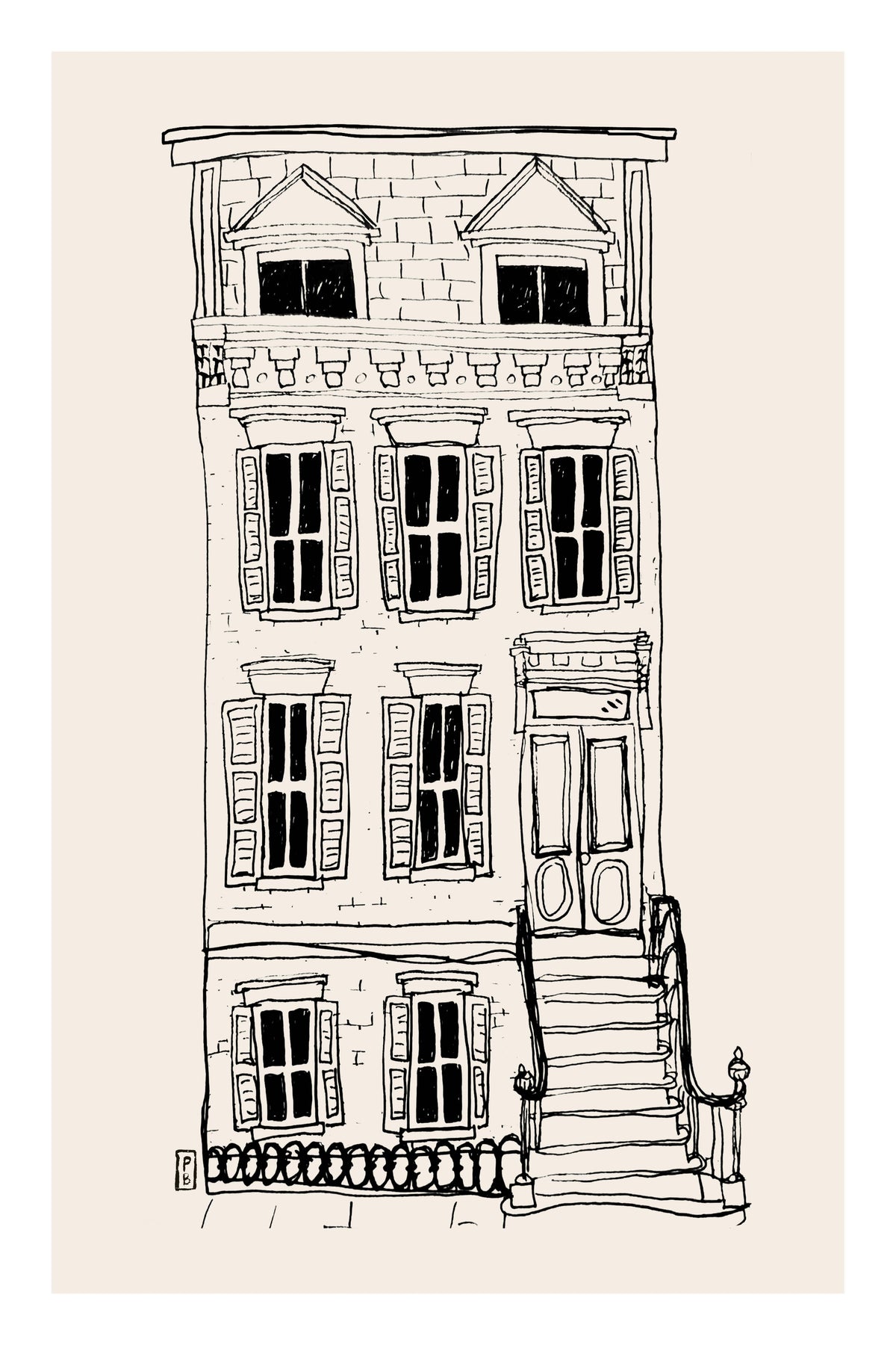 Brownstone Giclée Framed Fine Art Print by Pascale Berkowitz