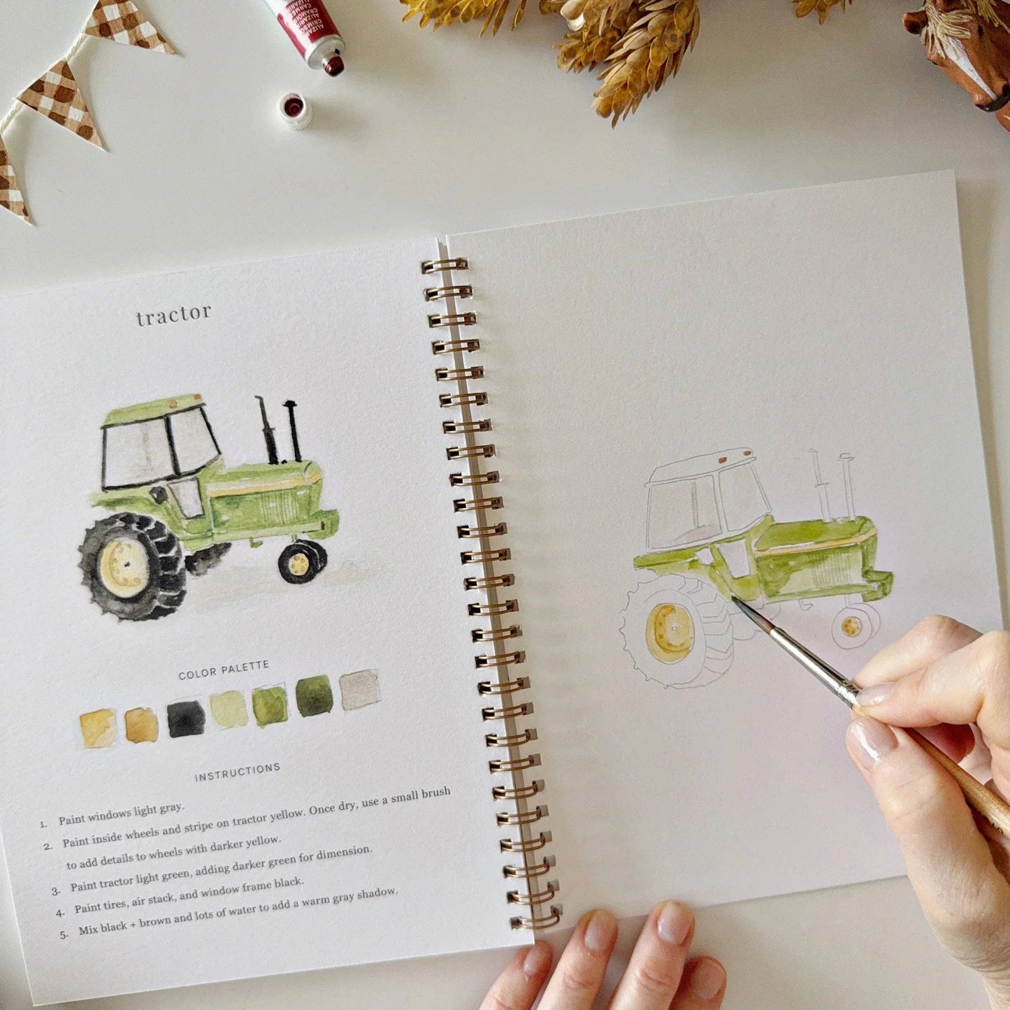 Farm Watercolor Workbook by Artist Emily Lex