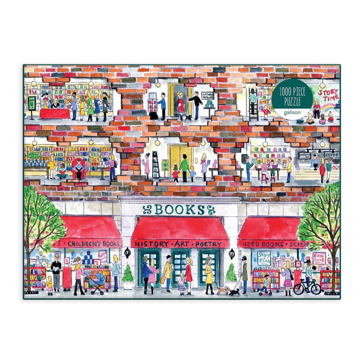 A Day at the Bookstore 1000 Piece Puzzle by Artist Michael Storrings