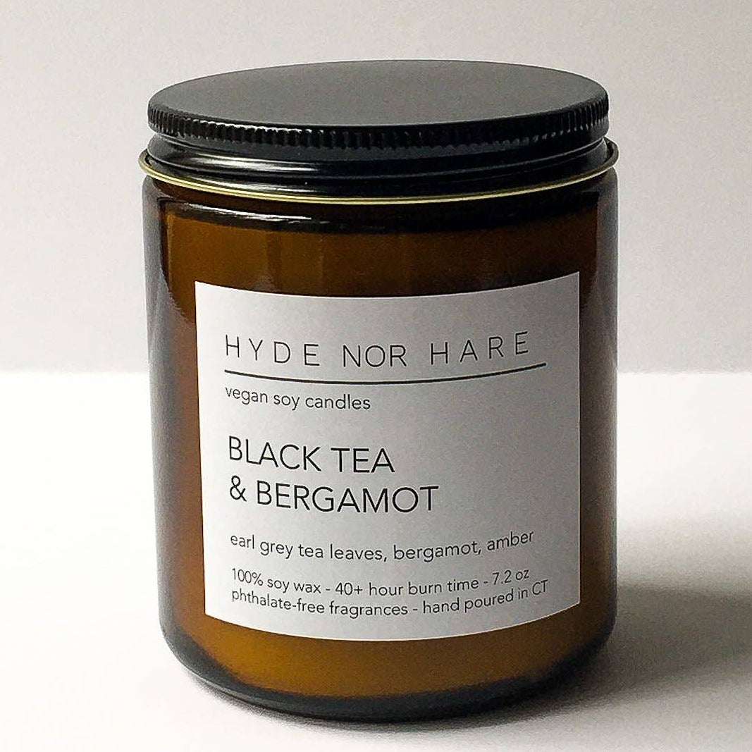 Black Tea & Bergamot Vegan Soy Candle by HYDE NOR HARE