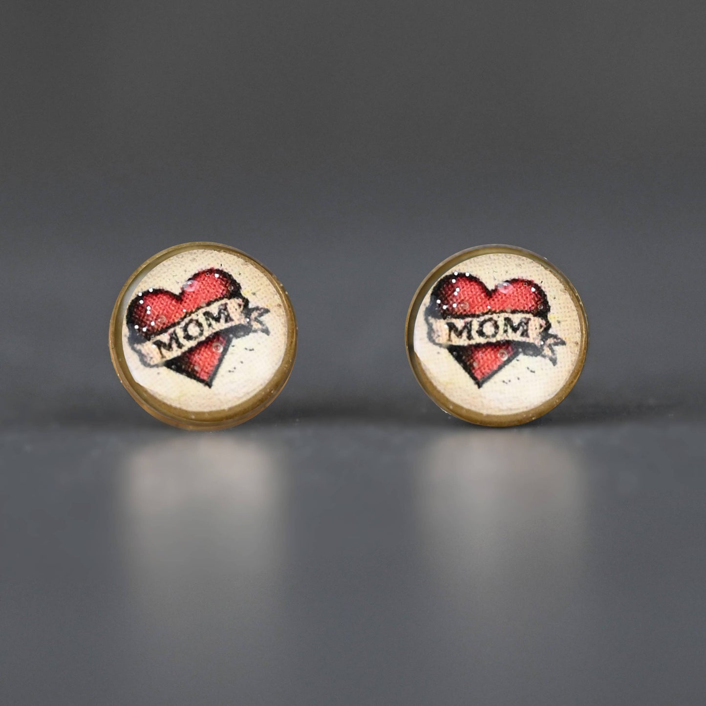 Mom Tattoo Resin Enamel Earrings