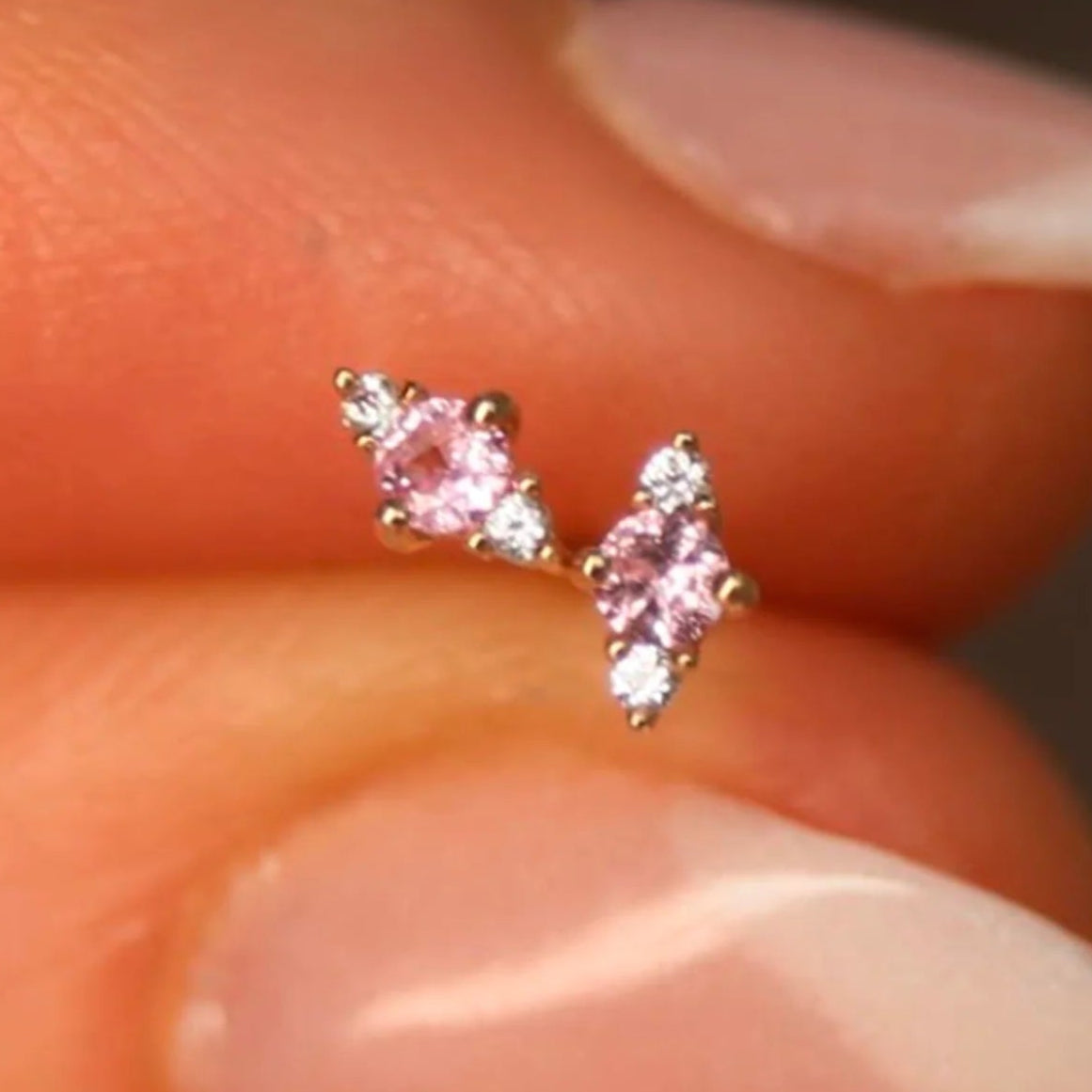 Pink Sapphires & 14kt Gold Stud Earrings