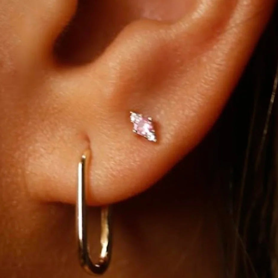 Pink Sapphires & 14kt Gold Stud Earrings