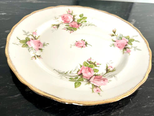 Salad Plate - Canonsburg Pink Rose China with 22KT Gold Trim Heirloom Set Circa 1950-1960s