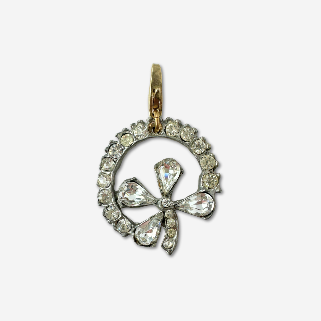 Vintage Rhinestone Four Leaf Clover Charm