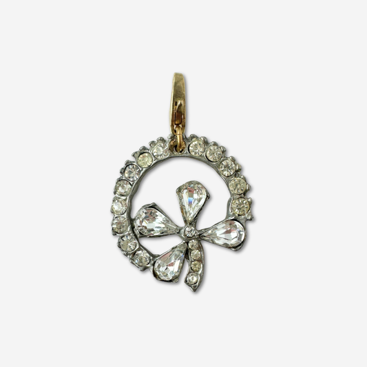 Vintage Rhinestone Four Leaf Clover Charm