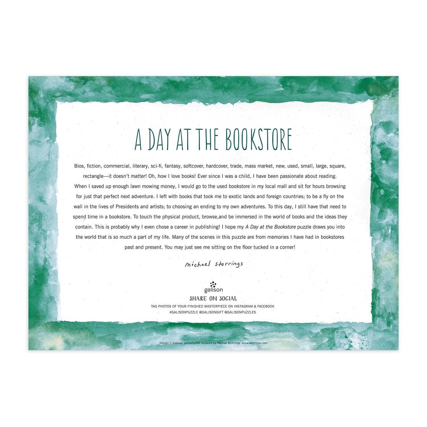 A Day at the Bookstore 1000 Piece Puzzle by Artist Michael Storrings