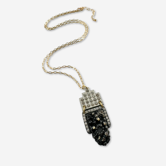 The Georgina - Refashioned Vintage Black & Clear Rhinestone Necklace