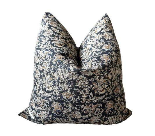 Black & Tan Pillow with Feather Insert