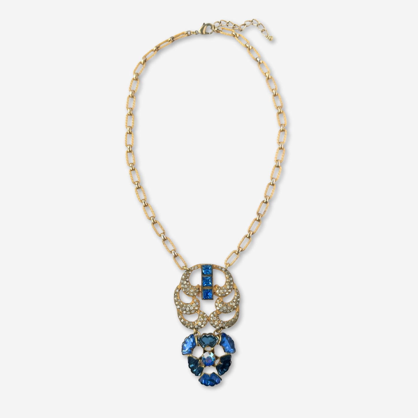 The Mathilda - Refashioned Cobalt Blue Rhinestone Necklace