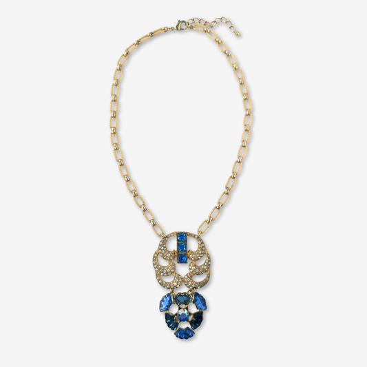 The Mathilda - Refashioned Cobalt Blue Rhinestone Necklace