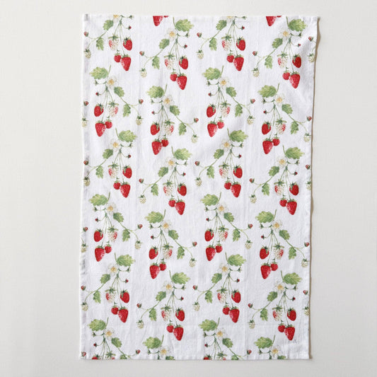 Strawberry 100% Cotton Tea Towel by Watercolor Artist Emily Lex