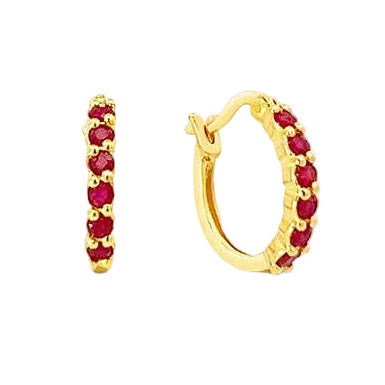 Natural Pink Ruby 18kt Gold Vermeil Huggie Hoop Earrings