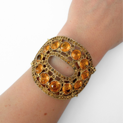 The Carmella - Refashioned Vintage Topaz Rhinestone Oval Shoe Buckle Bracelet