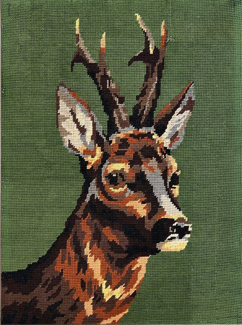 Needlework Deer Reproduction Framed Print
