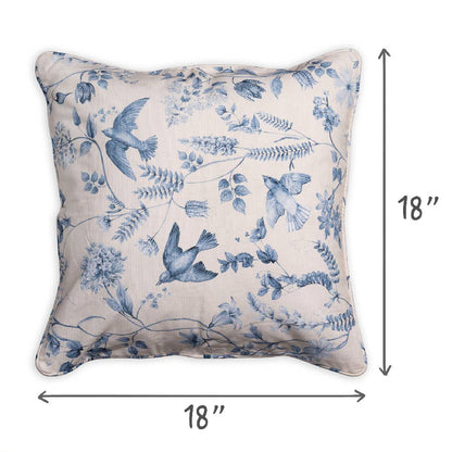 Avian Blue Decorative Throw Pillow With Feather Insert