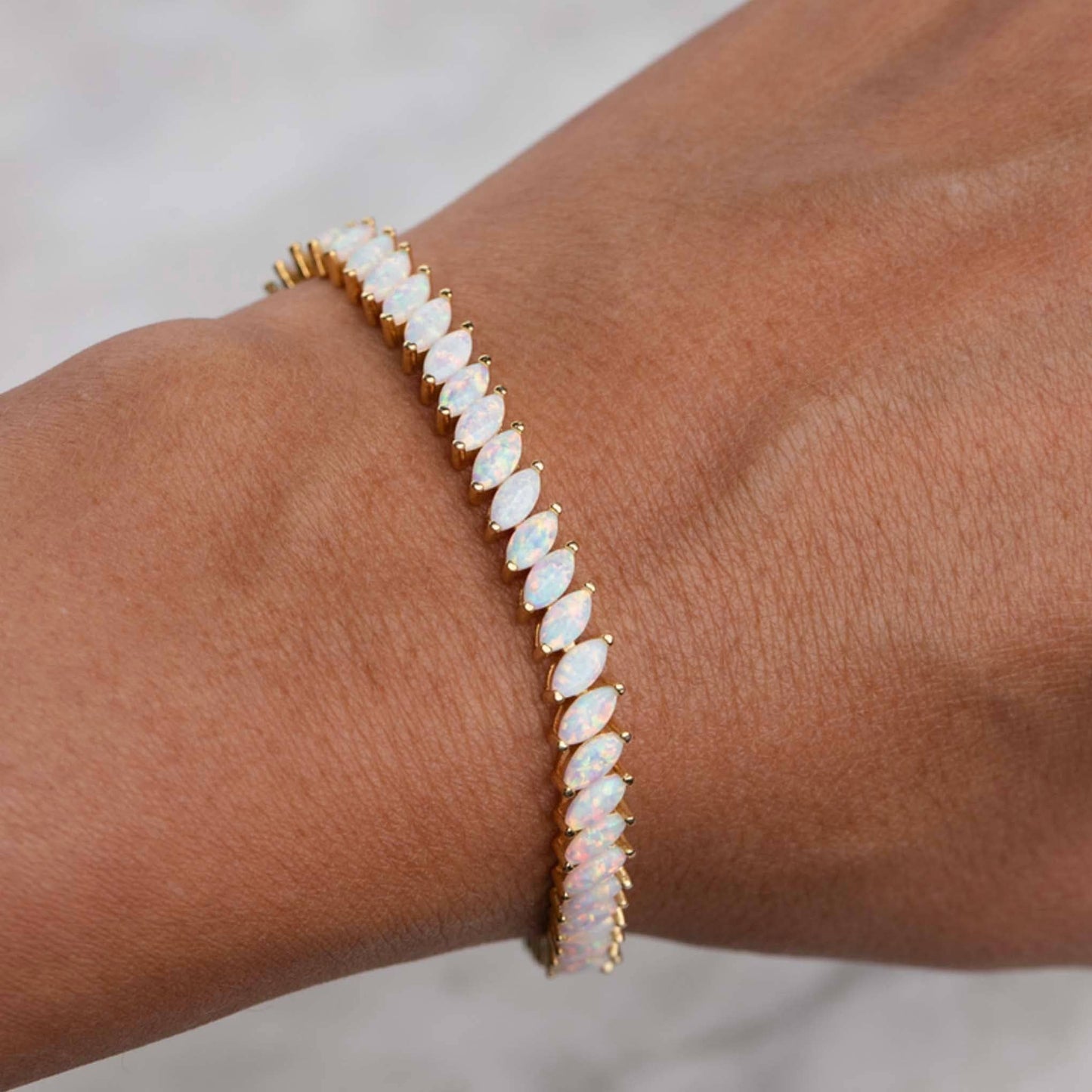 Lab Opal Fire 18kt Gold Vermeil Tennis Bracelet