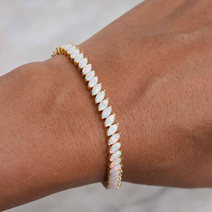Lab Opal Fire 18kt Gold Vermeil Tennis Bracelet