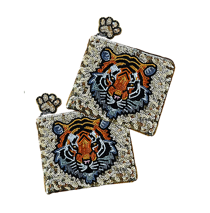 Tiger Gold Beaded & Sequined Coin Purse/Small Clutch