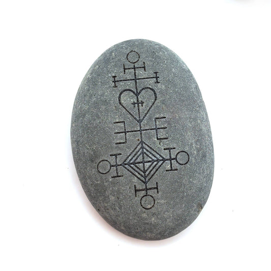 Icelandic Love Charm Engraved River Stone - Ástarstafur