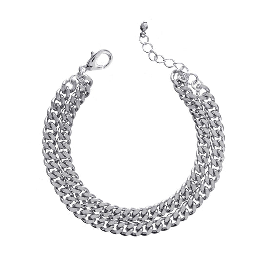 Double Silver Chain Bracelet