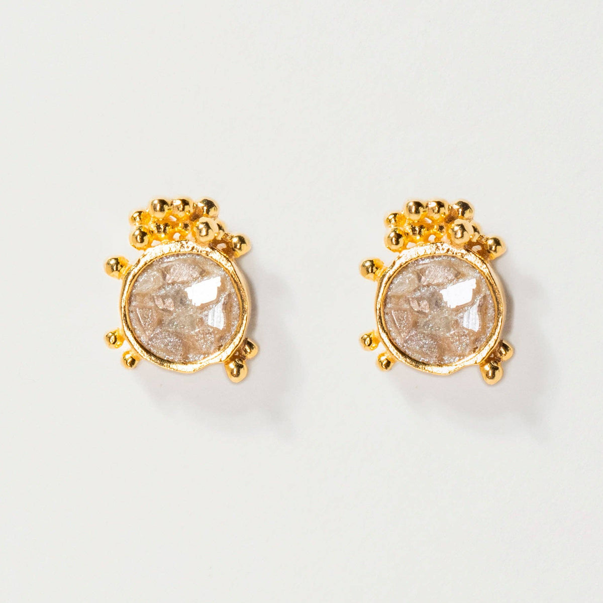 Natural Diamond Slice 18kt Gold Vermeil Earrings