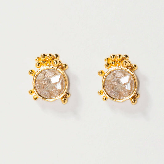Natural Diamond Slice 18kt Gold Vermeil Earrings