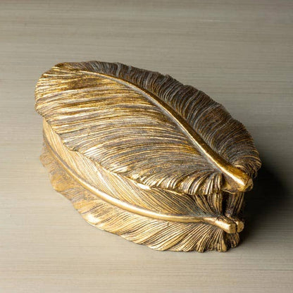 Golden Feather Decorative Container