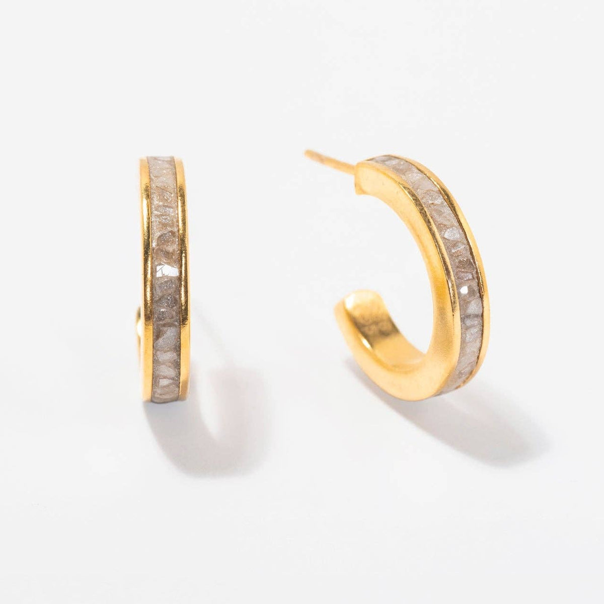 Natural Diamond Slices Small 18kt Gold Vermeil Hoop Earrings
