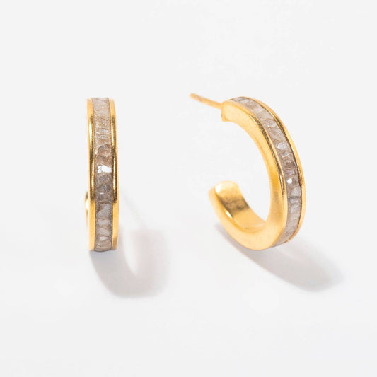 Natural Diamond Slices Small 18kt Gold Vermeil Hoop Earrings