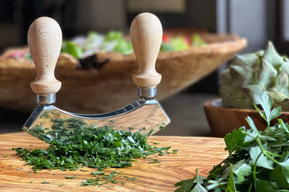 Traditional Italian Mezzaluna Double Chopper