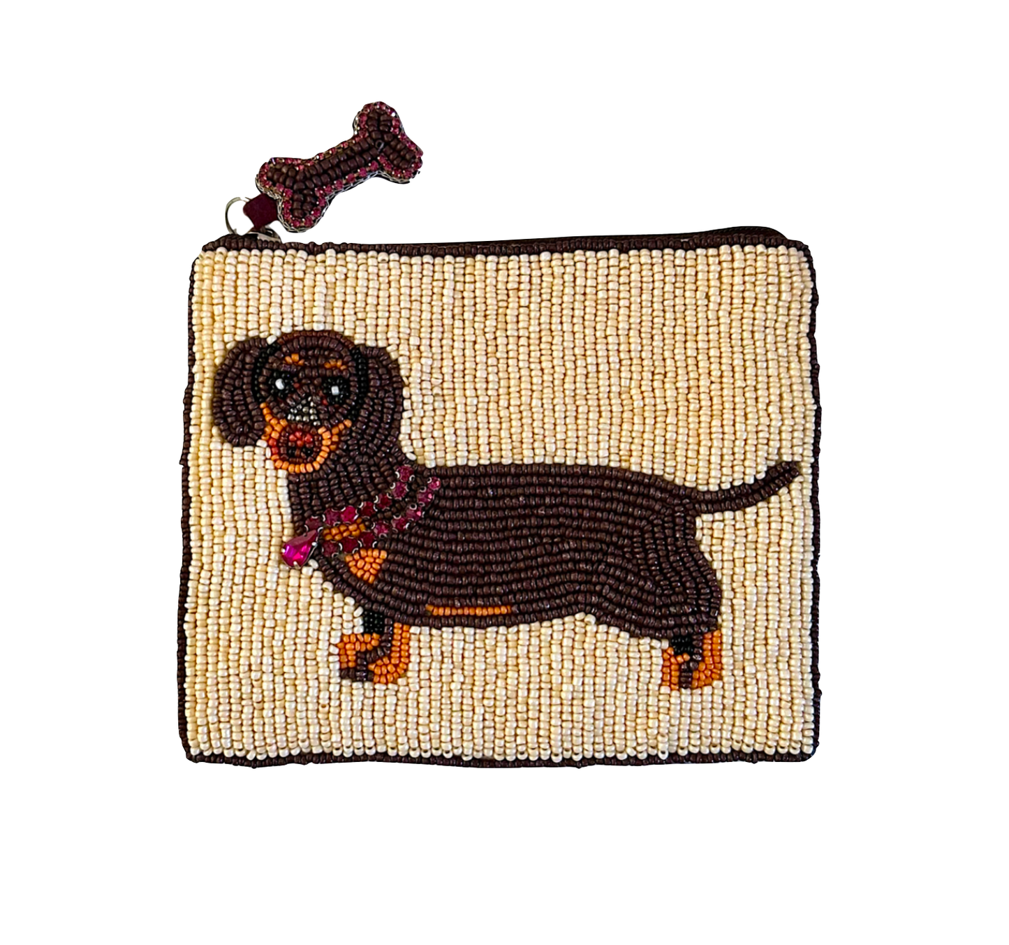 Dachshund 2 Hand Beaded Coin Purse/Small Clutch