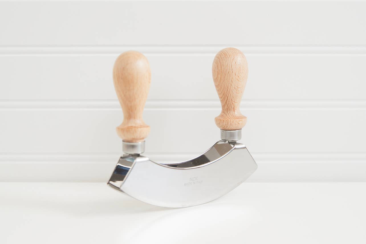 Traditional Italian Mezzaluna Double Chopper