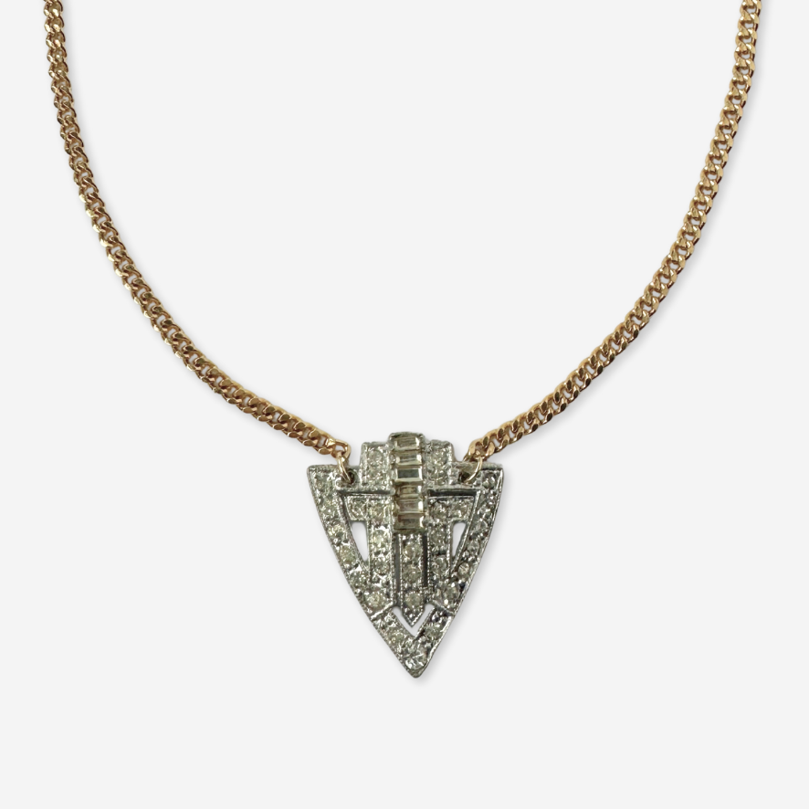 The Olivia - Vintage Refashioned Rhinestone Art Deco Necklace