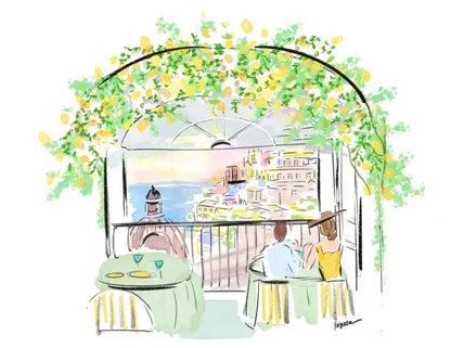 Sorrento Dinner Framed Art Print by Rebecca Meixner