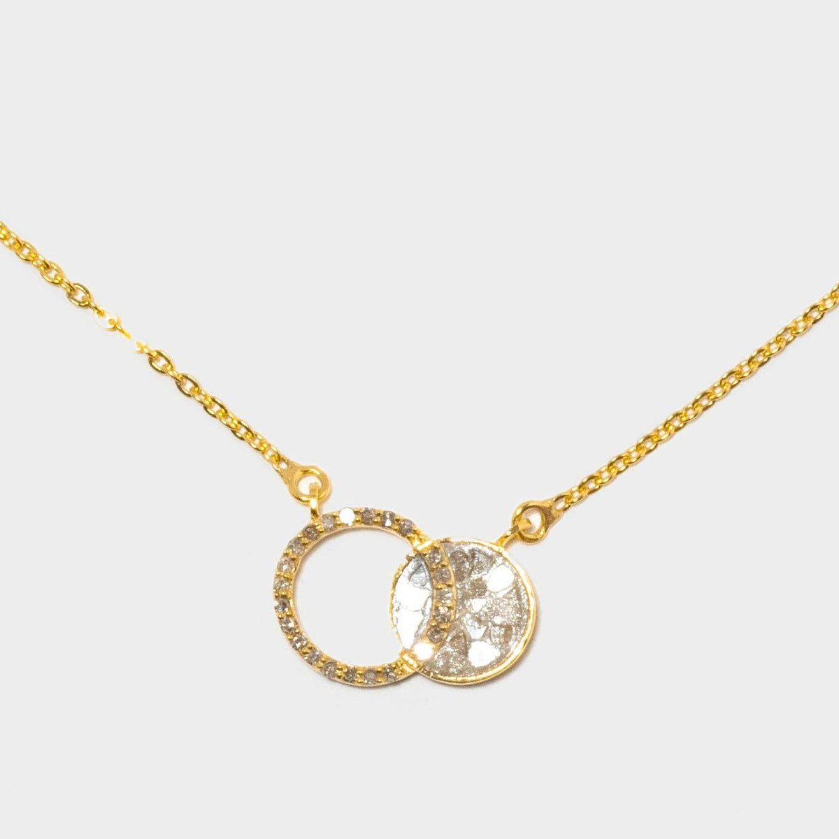 Natural Diamond Slices & Pavé Champagne Diamonds18kt Gold Vermeil Eclipse Pendant Necklace